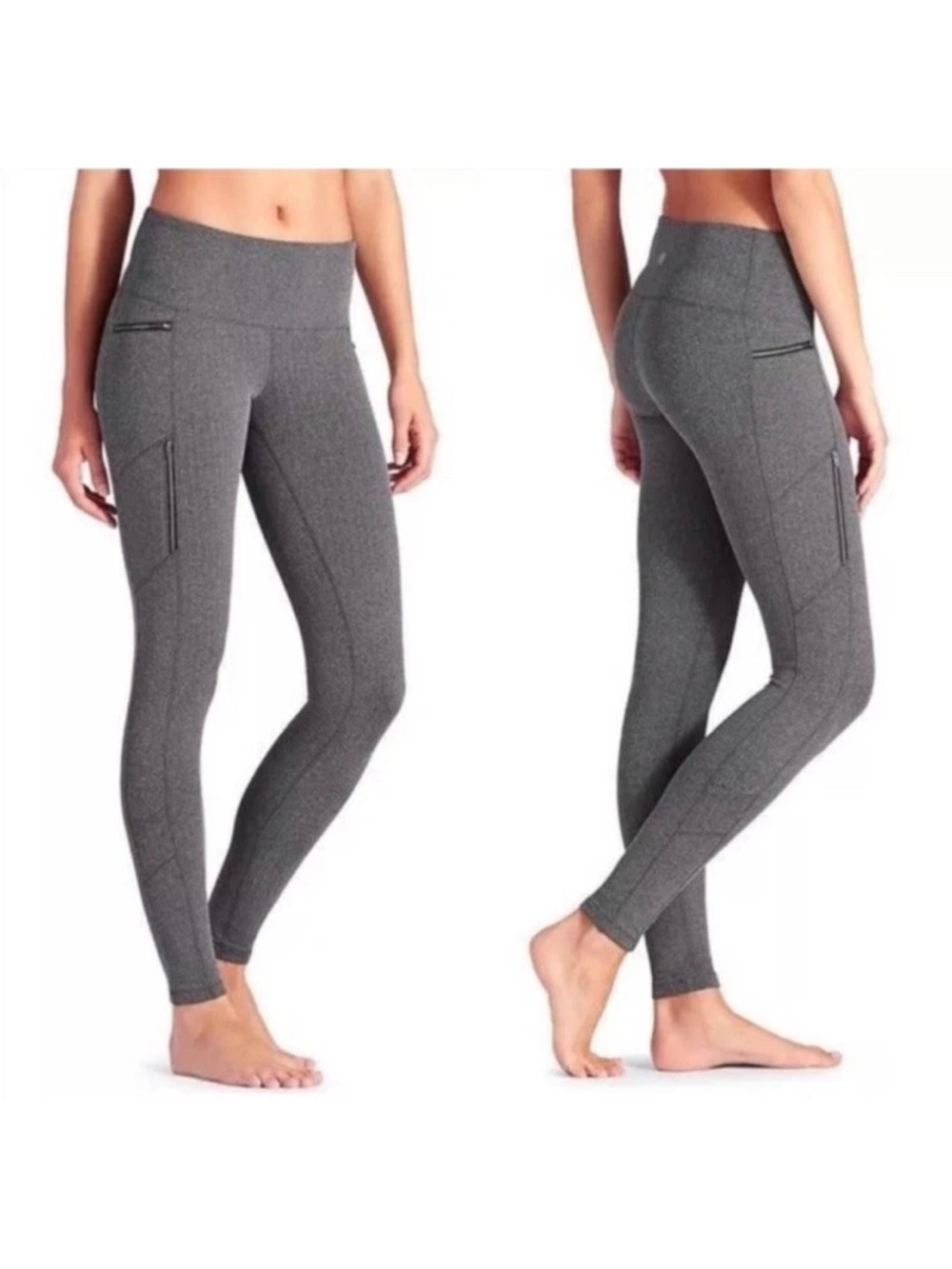 Athleta Charcoal Heather Sly Drifter Zipper Pocket Leggings